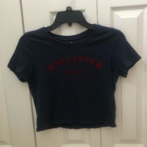 Cropped navy and velvet Hollister shirt